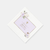 Serviette En Papier Charme Fleurs d'or violet clair Baptême (Coin)