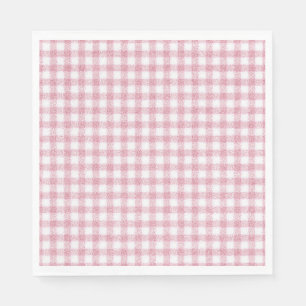 Serviette En Papier Charme Gingham Rose et Blanc Velouté