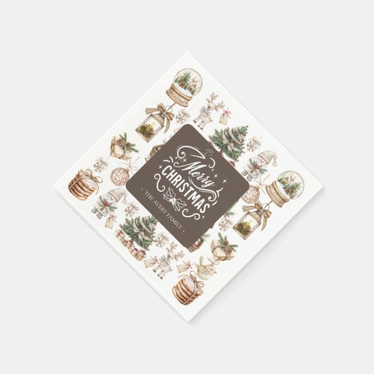 Serviette En Papier Charme Joyeux Noël personnalisé (Coin)