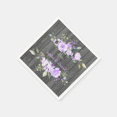 Serviette En Papier Charme Lavande Floral Grange Mariage en bois (Coin)
