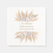Serviette En Papier Charme Roses Blanches Pampas Grass Mariage serviet (Devant)