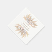 Serviette En Papier Charme Roses Blanches Pampas Grass Mariage serviet (Coin)