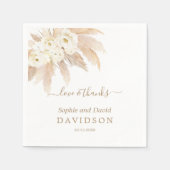 Serviette En Papier Charme Roses Blanches Pampas Mariage en herbe (Devant)