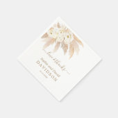 Serviette En Papier Charme Roses Blanches Pampas Mariage en herbe (Coin)