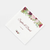 Serviette En Papier Charme Rustique Bourgogne Marsala Floral Mariage (Coin)