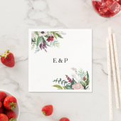 Serviette En Papier Charme Tropical Floral Mariage Napkin (En situation)
