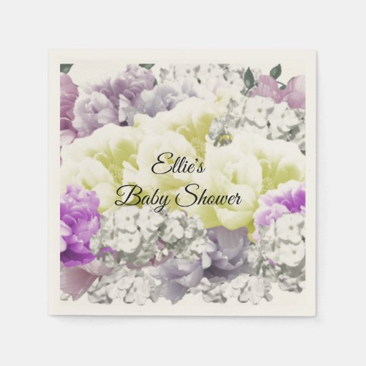 Serviette En Papier Charming Baby shower Bouquet de fleurs Papier (Devant)