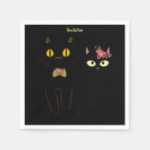 Serviette En Papier Charming Black Cats Yellow Eyes (Devant)
