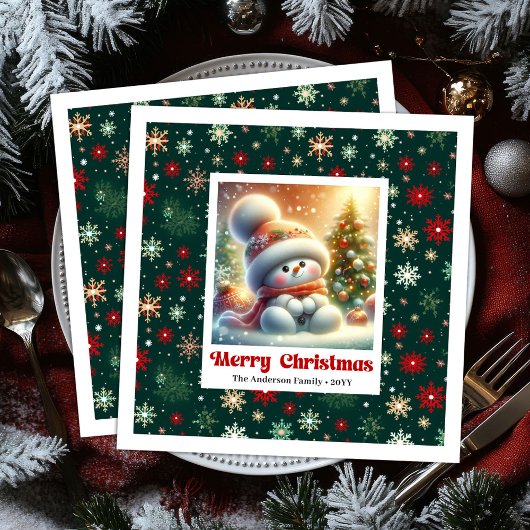 Serviette En Papier Charming Christmas Snowman Napkins Personalized 