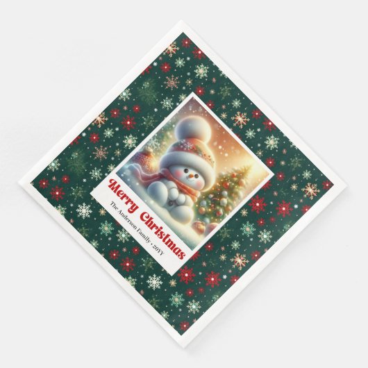 Serviette En Papier Charming Christmas Snowman Napkins Personalized  (Coin)
