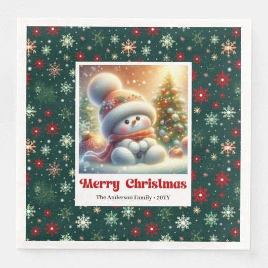 Serviette En Papier Charming Christmas Snowman Napkins Personalized  (Devant)
