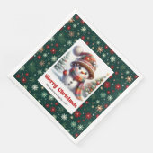 Serviette En Papier Charming Christmas snowman with snowflakes kids  (Coin)