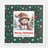 Serviette En Papier Charming Christmas snowman with snowflakes kids  (Devant)
