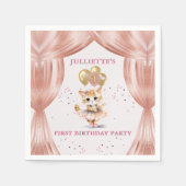 Serviette En Papier Charming Dancing Kitten Photo First Birthday Girl (Devant)