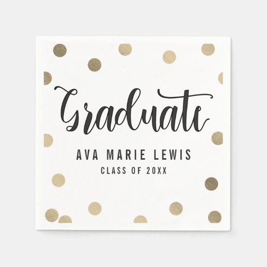 Serviette En Papier Charming Dots Gold Graduation serviettes (Devant)
