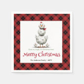 Serviette En Papier Charming Funny Chickens Editable Personalized Xmas (Devant)