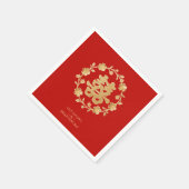 Serviette En Papier Charming Glitter Floral Chinese Double Happiness (Coin)