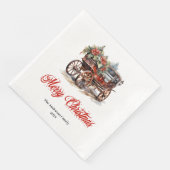Serviette En Papier Charming holiday scene napkins cozy watercolor  (Coin)