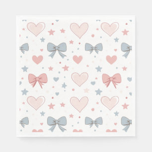 Serviette En Papier Charming Motif rose et bleu pastel Bow
