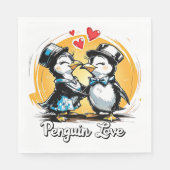 Serviette En Papier Charming Penguin Couple (Devant)