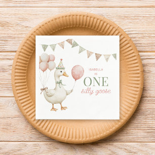 Serviette En Papier Charming Pink One Silly Goose 1ère fête d'annivers