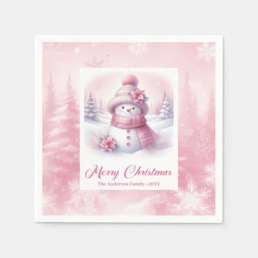 Serviette En Papier Charming Pinkmas Christmas Scene Napkins for Kids (Devant)