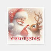Serviette En Papier Charming Santa and Rudolph Christmas Napkins Dinne (Devant)