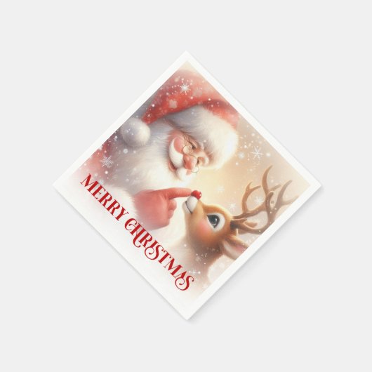 Serviette En Papier Charming Santa and Rudolph Christmas Napkins Dinne (Coin)