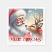 Serviette En Papier Charming Santa Claus Rudolph Holiday Napkins Dinne (Devant)