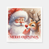 Serviette En Papier Charming Santa Claus Rudolph Holiday Party Dinner  (Devant)
