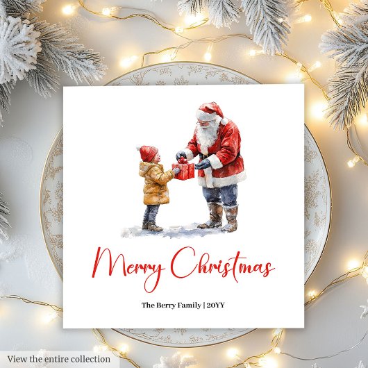 Serviette En Papier Charming Santa Claus Traditional Festive Dinner