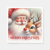 Serviette En Papier Charming Santa Rudolph Holiday Dinner Napkins (Devant)