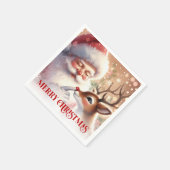 Serviette En Papier Charming Santa Rudolph Holiday Napkins Christmas (Coin)