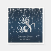Serviette En Papier Charming Star Struck Mariage | bleu marine (Devant)