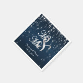 Serviette En Papier Charming Star Struck Mariage | bleu marine (Coin)