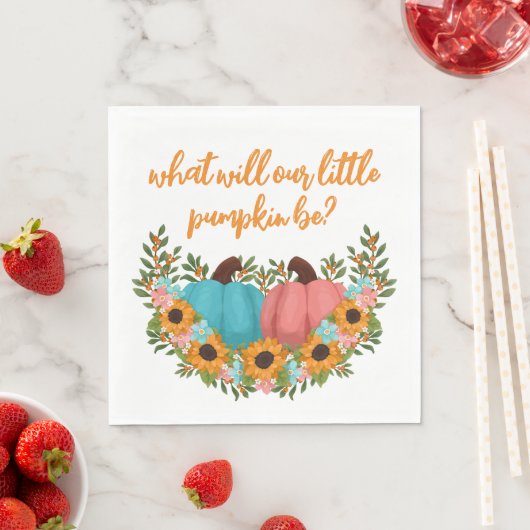 Serviette En Papier Charming Tournesols Petite révélation Citrouille d (En situation)