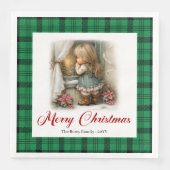 Serviette En Papier Charming Watercolor Winter Scene Name Napkins Set (Devant)
