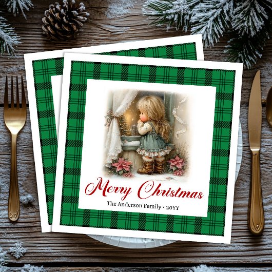 Serviette En Papier Charming Watercolor Winter Scene Name Napkins Set