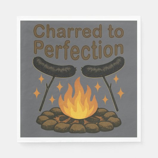 Serviette En Papier Charred to Perfection Funky Campfire Hot Dog (Devant)