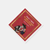 Serviette En Papier Charro et Catrina Crânes à sucre dansant rouge (Coin)