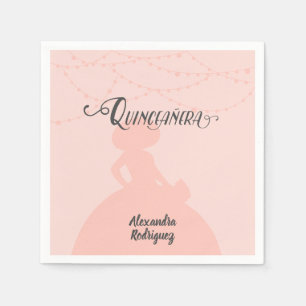 Serviette En Papier Charro rose pâle Silhouette Quinceanera
