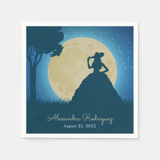 Serviette En Papier Charro Silhouette avec Lune Quinceanera (Devant)