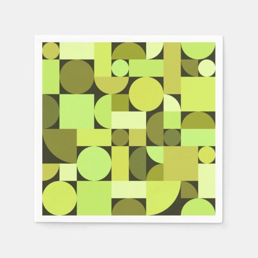 Serviette En Papier Chartreuse géométrique moderne du milieu du siècle (Devant)