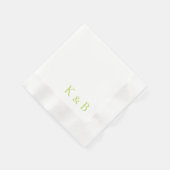 Serviette En Papier Chartreuse Monogramme Mariage blanc (Coin)