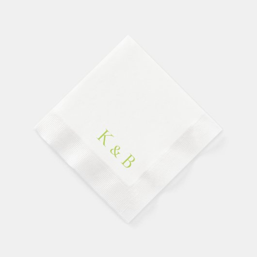 Serviette En Papier Chartreuse Monogramme Mariage blanc (Coin)
