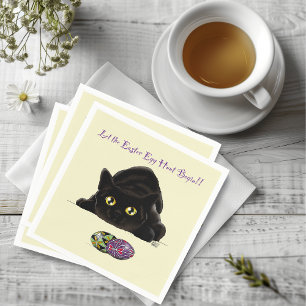 Serviette En Papier Chasse aux oeufs de Pâques Chat amusant