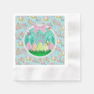 Serviette En Papier Chasse aux œufs de Pâques mignonne et papillons co