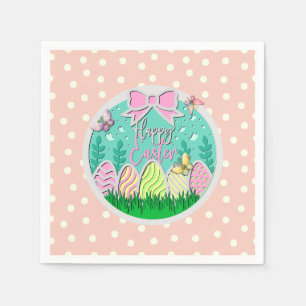 Serviette En Papier Chasse aux œufs de Pâques mignonne et papillons co
