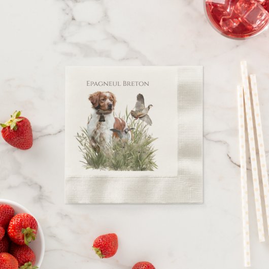 Serviette En Papier Chasse avec un chien breton, Art (En situation)