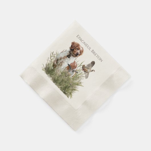 Serviette En Papier Chasse avec un chien breton, Art (Coin)